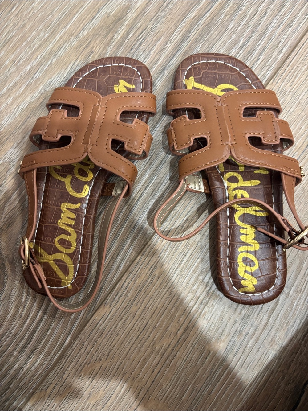 Sam Edelman Brown Leather Cutout Slingback Sandals